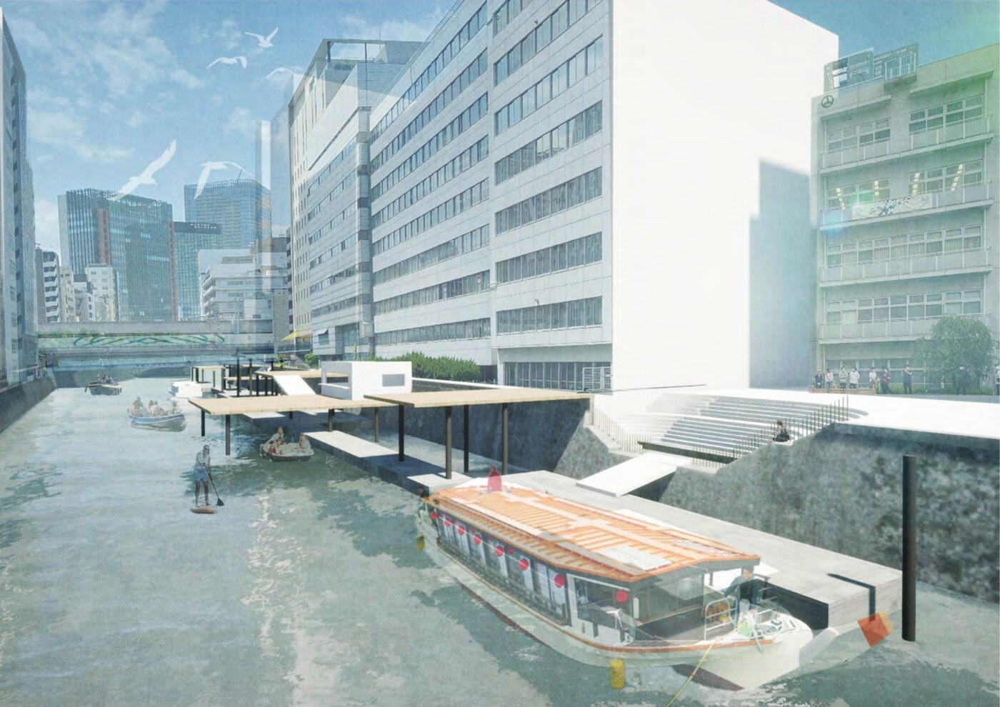 Perspective — boat on Nihonbashi River